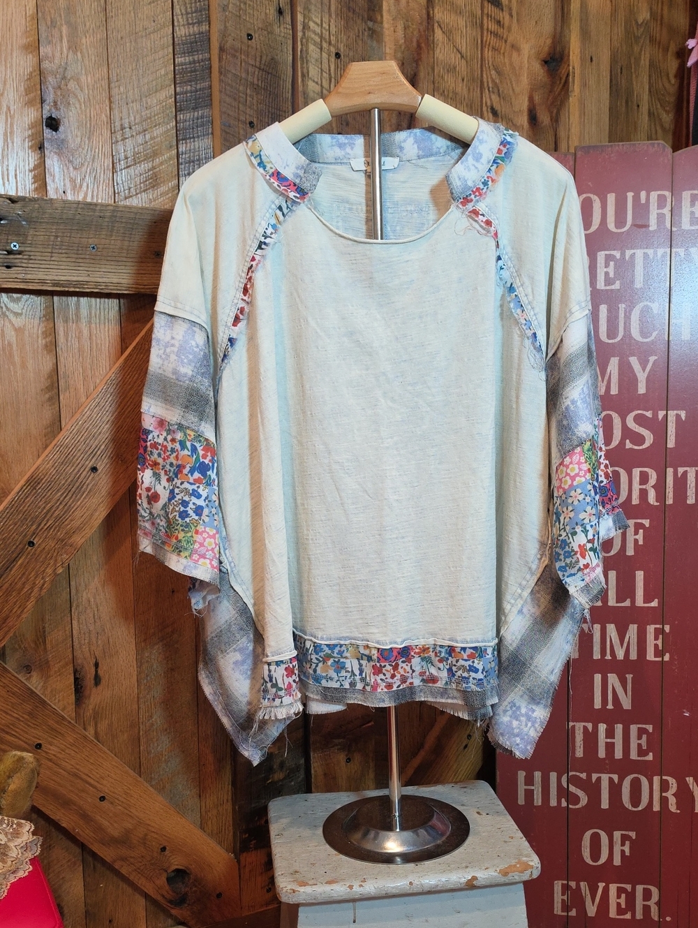 231p Oli & Hali Cream Tunic with Multicolor Floral Trim